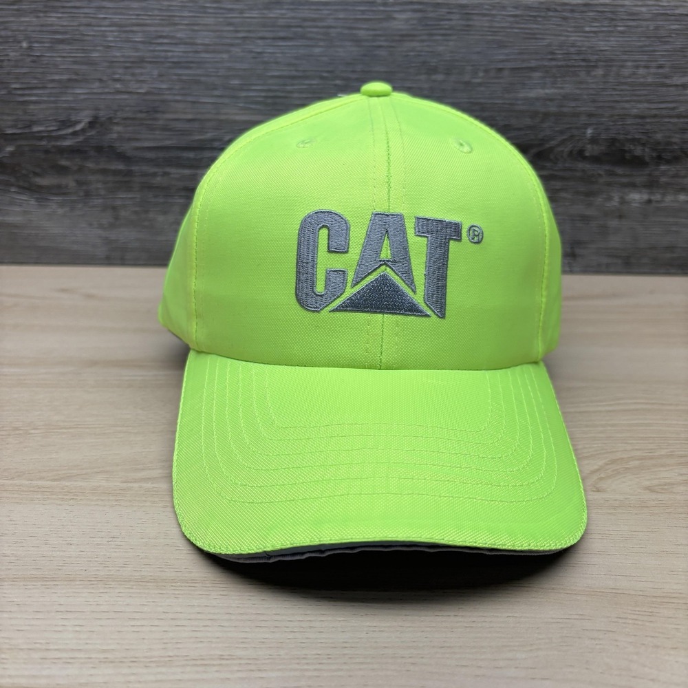 CAT Hat Cap Strap Back Mens Yellow Baseball Reflective Hi Vis Workwear NWT